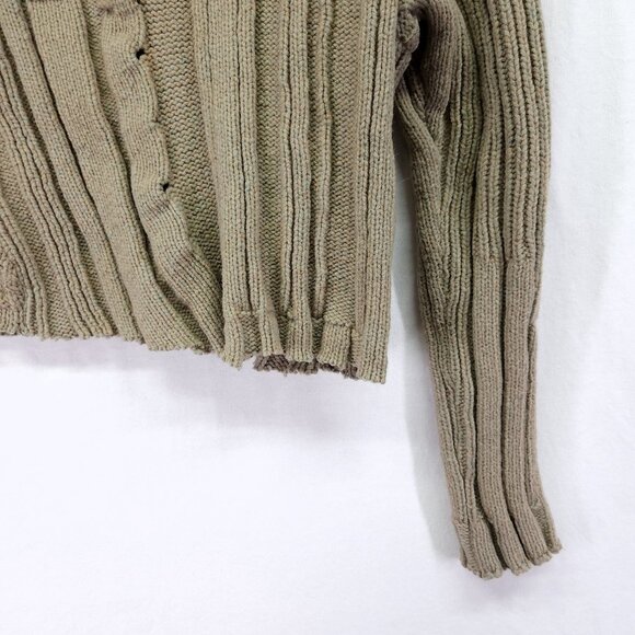 LILITH Wool Blend Cropped Sweater Size Medium Distress Green Long Sleeve - Picture 11 of 16